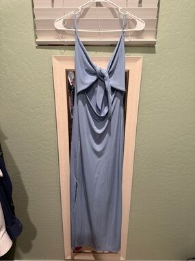 Sleeveless Knot-Front Maxi Dress - Light Blue